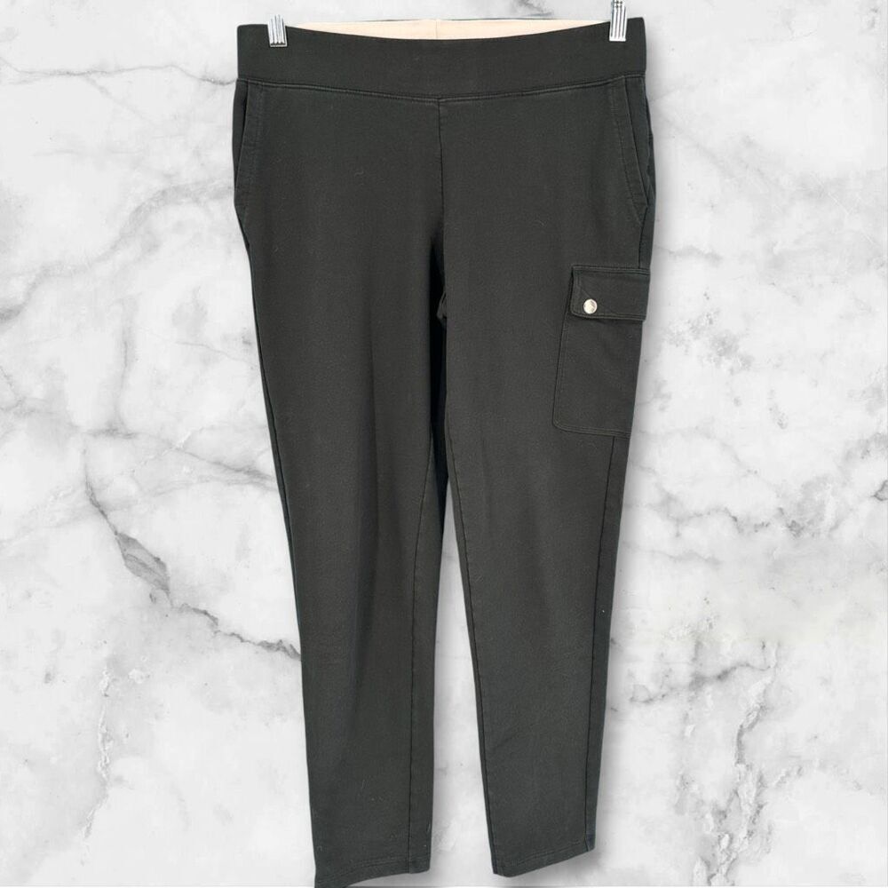 Lauren Ralph Lauren Women's Flat Front Pull-On Mid-Rise Cargo Pants Black Medium